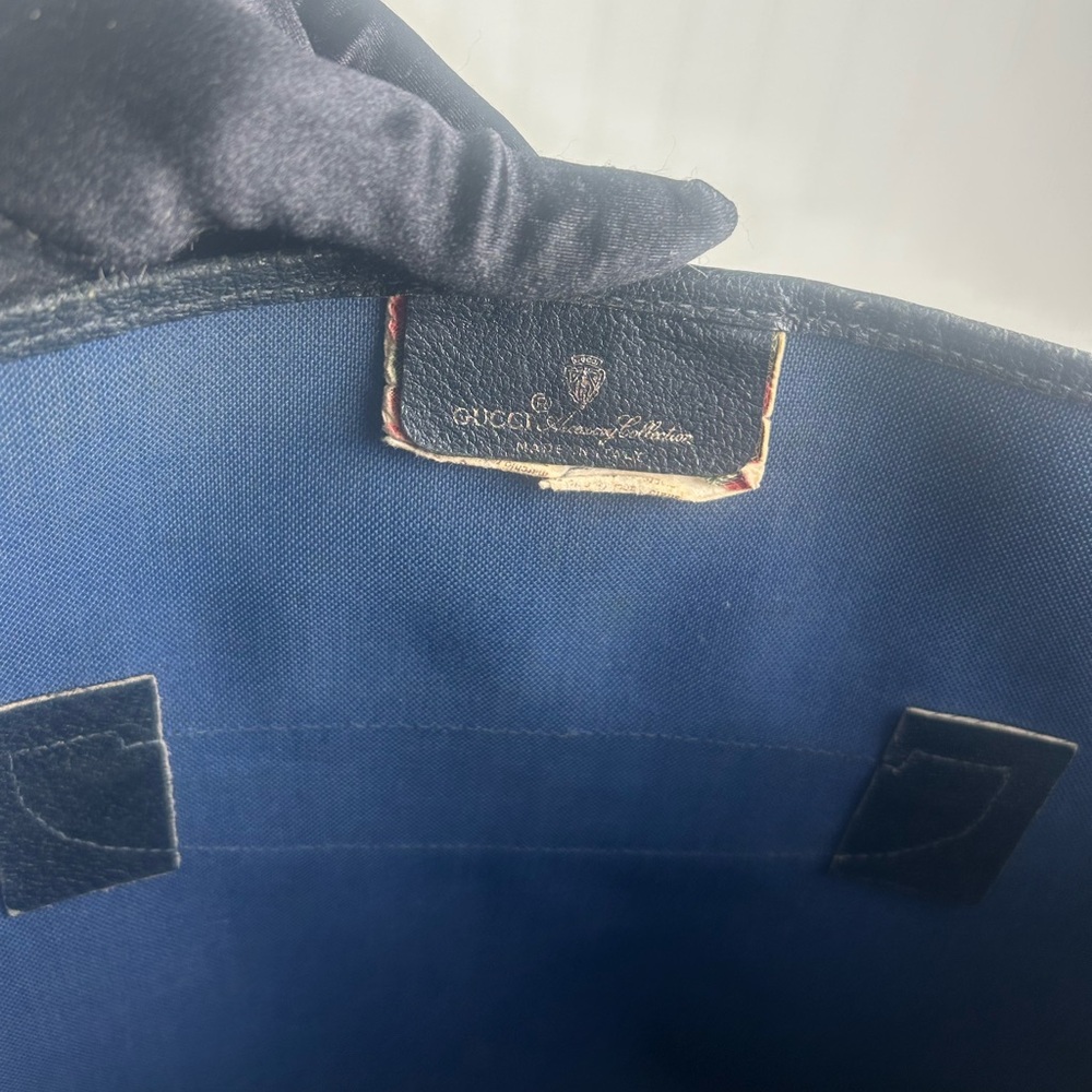 Gucci Vintage GG Supreme Navy Canvas Tote Shoulder Bag - Picture 8 of 14